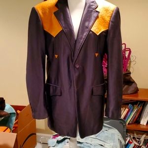 Faux leather blazer.   Western style